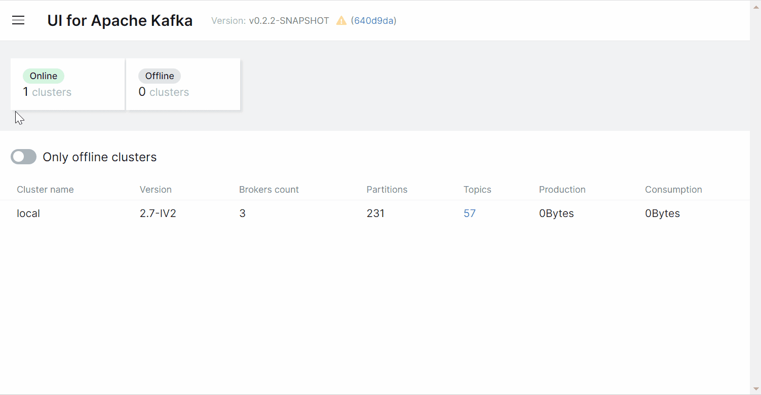 Kafka UI Interface
